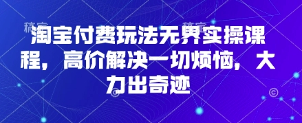 淘宝付费玩法无界实操课程，高价解决一切烦恼，大力出奇迹-余宽网创