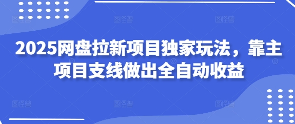 2025网盘拉新项目独家玩法，靠主项目支线做出全自动收益-余宽网创
