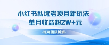 小红书私域项目新玩法，单月变现过W+-余宽网创