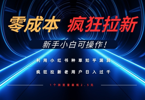 利用小红书种草知乎漏洞，零成本疯狂拉新日入数张，新手小白可操作-余宽网创