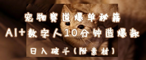 宠物赛道爆单秘籍：AI+数字人10分钟造爆款，日入1k-余宽网创