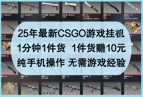 25年最新CSGO游戏挂G，1分钟1件货，1件货挣10元，纯手机操作，无需游戏经验【揭秘】-余宽网创