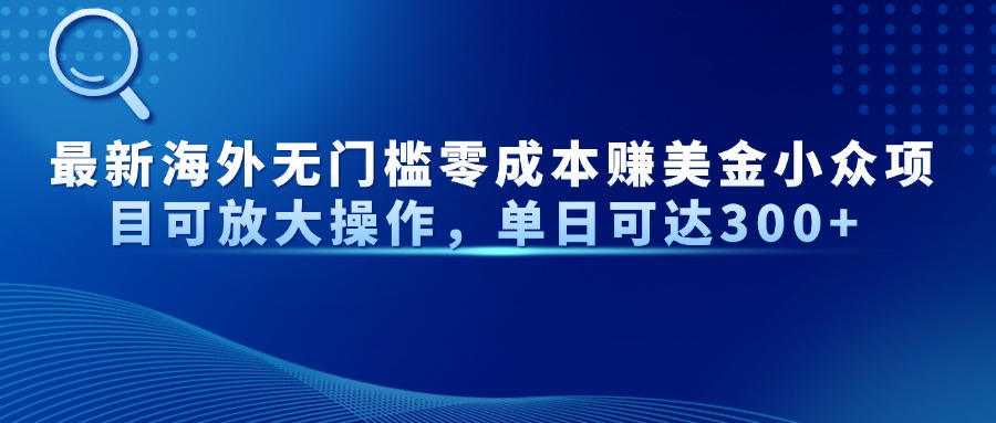 最新海外无门槛零成本赚美金小众项目可放大操作，单日可达300+-余宽网创