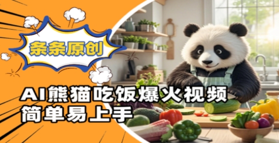 Ai熊猫吃饭爆火视频，条条原创，简单易上手-余宽网创