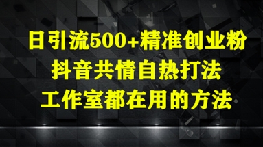 日引流500+精准创业粉，抖音共情自热打法，工作室都在用的方法-余宽网创