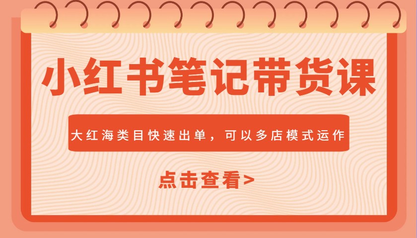 小红书笔记带货课，大红海类目快速出单，市场大，可以多店模式运作(更新)-余宽网创