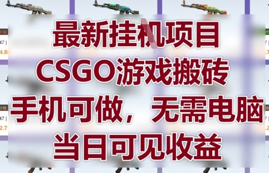 最新挂G项目，CSGO游戏搬砖，手机可做，无需电脑，当日见收益【揭秘】-余宽网创