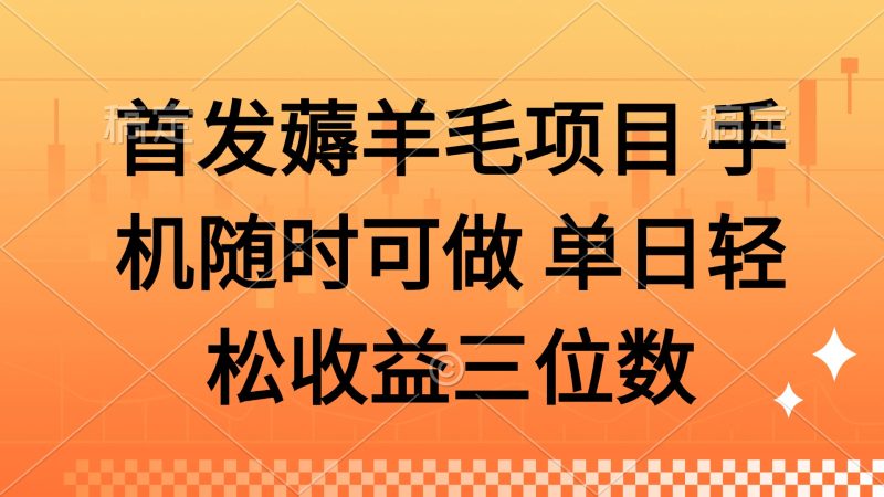 薅羊毛项目 手机随时可做 单日轻松收益三位数-余宽网创