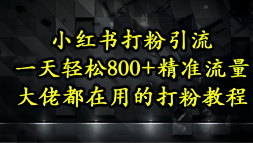 小红书打粉引流，一天轻松500+精准流量，大佬都在用的打粉教程-余宽网创