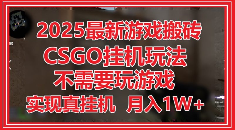 2025最新游戏搬砖，CSGO挂机，不需要玩游戏，实现真挂机，月入1W+-余宽网创