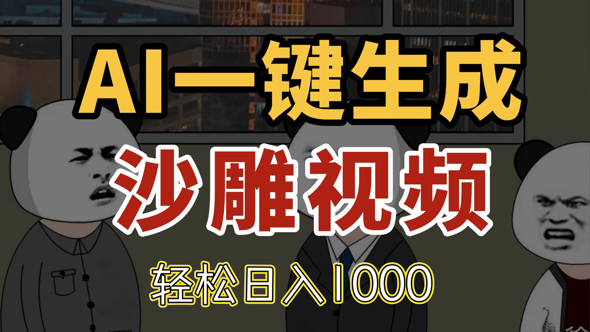AI一键生成沙雕视频，一条视频千万播放，轻松日入1000-余宽网创