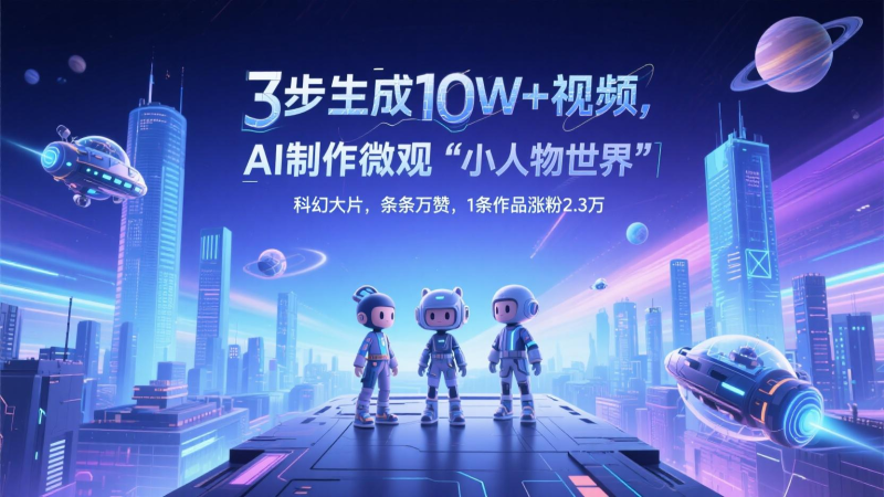 三步生成10W+视频,AI制作微观“小人物世界”科幻大片,条条万赞,1条作品涨粉2.3万-余宽网创