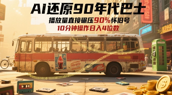 AI还原90年代巴士，一帧就让70后泪崩，播放量直接碾压90%怀旧号，每天操作十分钟，日入四位数-站源网