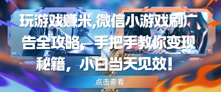 玩游戏挣米，微信小游戏刷广告全攻略，手把手教你变现秘籍，小白当天见效-站源网