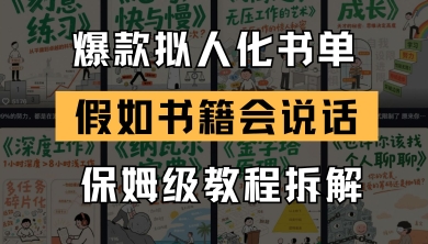 最新爆款拟人化书单玩法，假如书籍会说话，保姆级教程-余宽网创