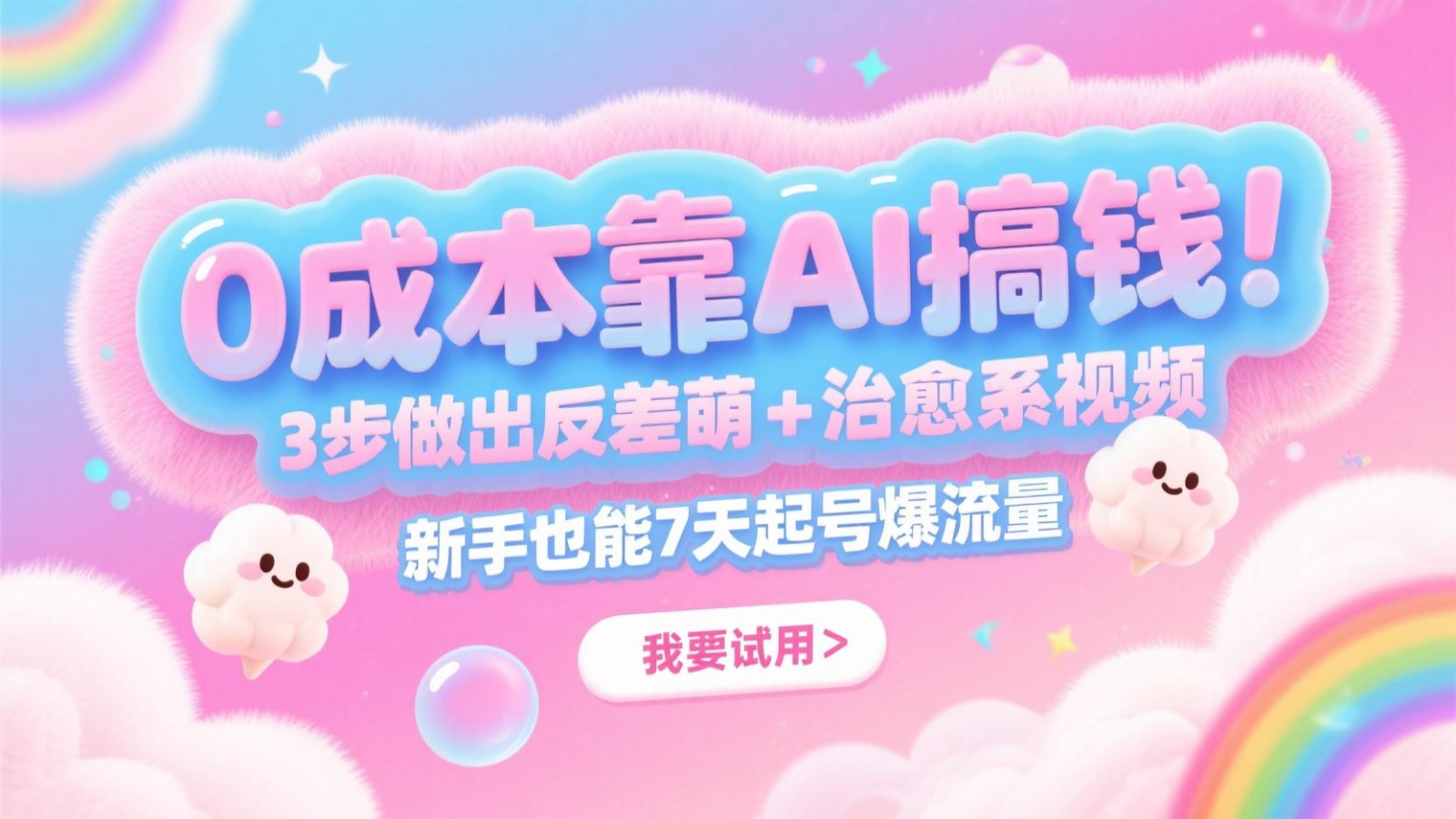 0成本靠AI搞钱！3步做出反差萌+治愈系视频，新手也能7天起号爆流量，月入5位数-站源网
