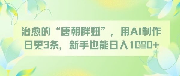 治愈的“唐朝胖妞”，用AI制作日更3条，新手也能日入多张-站源网