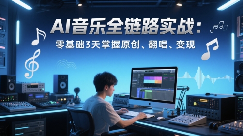 AI音乐全链路实战变现课：零基础3天掌握原创、翻唱、变现-梧槎子渊阁