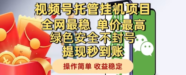 视频号托管挂G项目全网最稳，单价最高，绿色安全不封号提现秒到账，操作简单，收益稳定【揭秘】-站源网