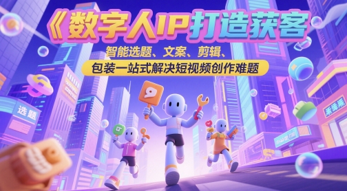 数字人IP打造获客变现实操课，智能选题、文案、剪辑、包装一站式解决短视频创作难题-站源网