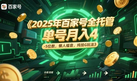 2025年百家号全托管，单号月入4-5位数，懒人福音，纯挂G玩法【揭秘】-站源网