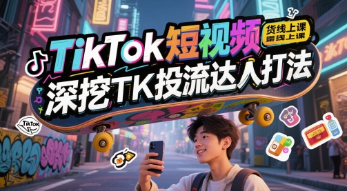 TikTok短视频带货线上课，深挖TK投流达人打法-站源网