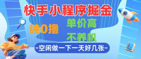 快手小程序掘金，纯0撸，单价高不养机 利用空闲时间做一做，一天好几张【揭秘】-站源网