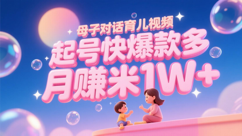 AI生成母子对话育儿类视频,起号快爆款多,小白宝妈轻松学,多渠道变现,月赚米1W+-余宽网创