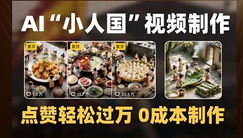 制作AI“小人国”微缩景观的短视频,点赞轻松过万,0成本制作-余宽网创
