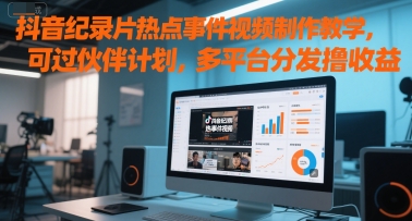 抖音纪录片热点事件视频制作教学，可过伙伴计划，多平台分发撸收益-梵摄网创