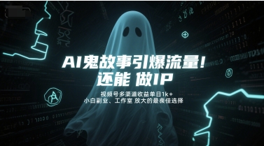 AI鬼故事引爆流量，还能做IP，视频号多渠道收益单日1k+，小白副业、工作室放大的最佳选择-梵摄网创