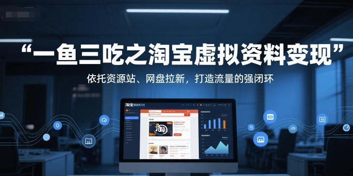 一鱼三吃之淘宝虚拟资料变现，依托资源站、网盘拉新，打造流量的强闭环-梵摄网创