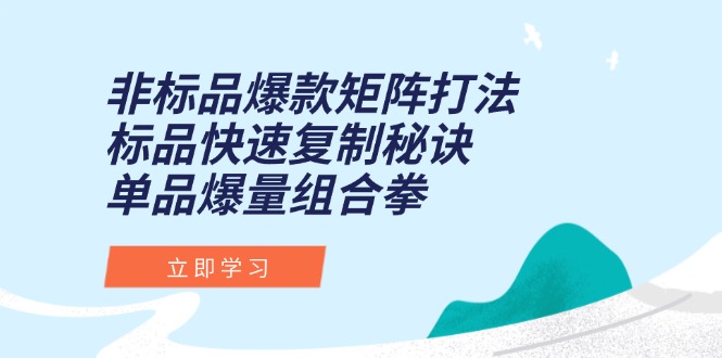 非标品爆款矩阵打法，标品快速复制秘诀，单品爆量组合拳引流获客-私域-网赚项目-副业赚钱-互联网创业-资源整合星途社