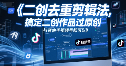 短视频二创去重剪辑法，搞定二创作品过原创，抖音快手视频号都可以-梧槎子渊阁