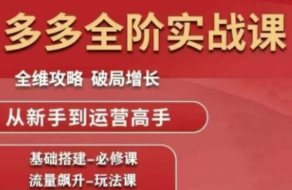 拼多多全阶实战课程，全维攻略，破局增长，从新手到运营高手引流获客-私域-网赚项目-副业赚钱-互联网创业-资源整合星途社