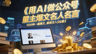 用AI做公众号流量主爆文名人名言，10分钟一篇爆文，最高月入5位数-站源网