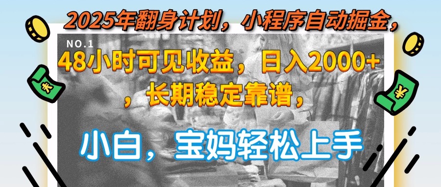 2025年翻身计划，小程序自动掘金48小时可见收益，日入2000+，长期稳定…-站源网