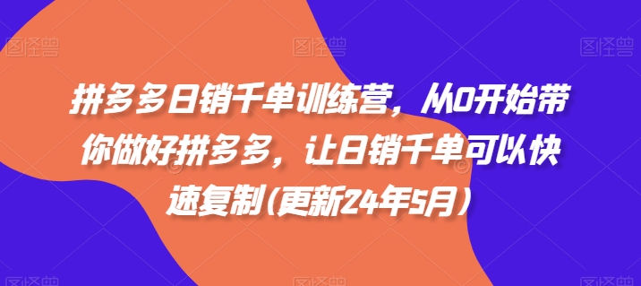 拼多多日销千单训练营，从0开始带你做好拼多多，让日销千单可以快速复制(更新25年6月)-站源网