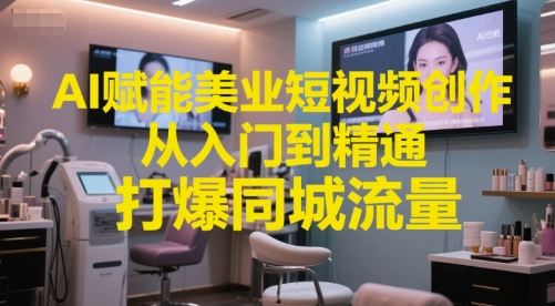 AI赋能美业短视频创作，从入门到精通，打爆同城流量，超级AI工具短视频实操落地-站源网