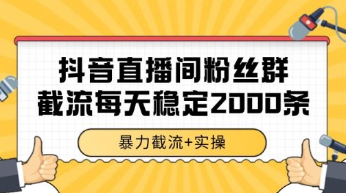 抖音直播间粉丝群暴力截流，一台电脑每天稳定2000条数据【揭秘】-站源网