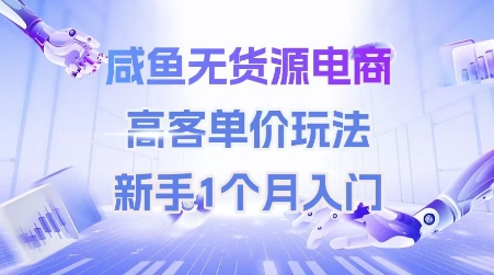 咸鱼无货源电商，高客单价玩法，新手1个月入门-余宽网创