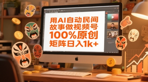 用AI自动民间故事做视频号，100%原创，矩阵日入1k+-梵摄网创