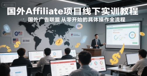 国外Affiliate项目线下实训教程，国外广告联盟从零开始的具体操作全流程-余宽网创