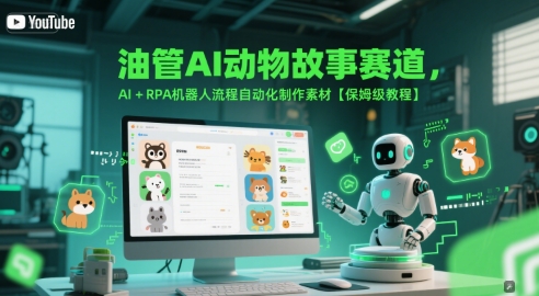 油管AI动物故事赛道，AI+RPA机器人流程自动化制作素材【保姆级教程】引流获客-私域-网赚项目-副业赚钱-互联网创业-资源整合星途社