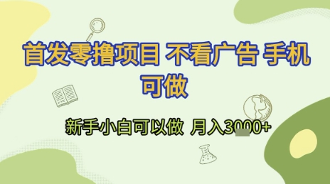 首发零撸项目 不看广告 手机可做 新手小白可以做  月入3k+【揭秘】-梵摄网创