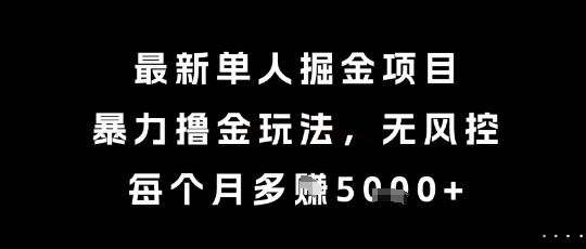 最新单人掘金项目，暴力撸金玩法，无风控，每个月多挣5k+【揭秘】-余宽网创