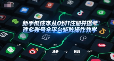 新手低成本从0到1注册并搭建多账号全平台矩阵操作教学，手机号-邮箱-IP-工具-余宽网创