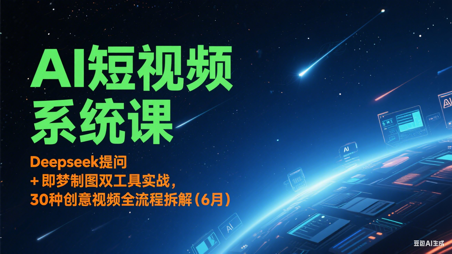 AI短视频系统课：Deepseek提问 + 即梦制图双工具实战，30种创意视频全流程拆解(6月)-梵摄网创