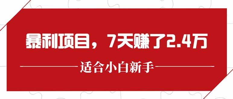 最新暴利项目，每单收益轻松在300以上，7天赚了2.4万-梵摄网创