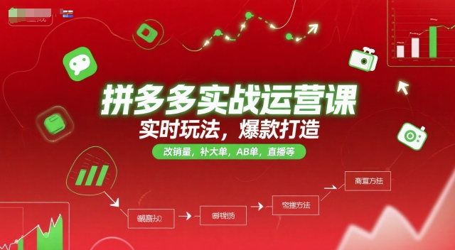 拼多多实战运营课，实时玩法，爆款打造，改销量，补大单，AB单，直播等(更新2025月)-梵摄网创